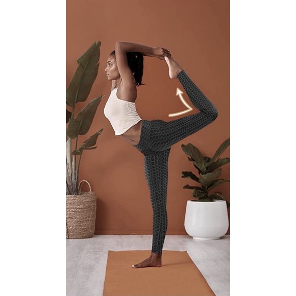 Women's Leggings Textured High Waisted Butt Lift Booty Yoga Workout Sz Large - Picture 3 of 8